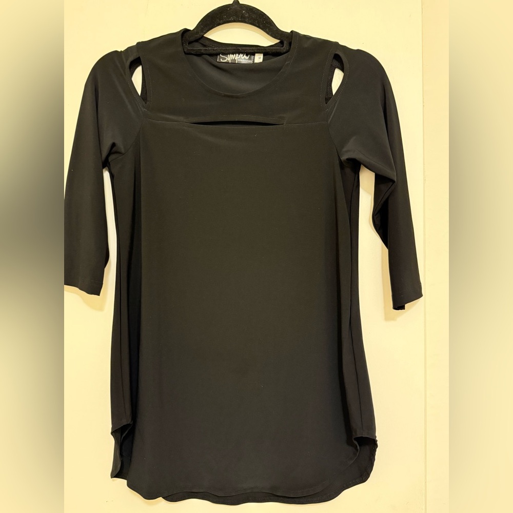 Simpli Black Top with Cutout Detail